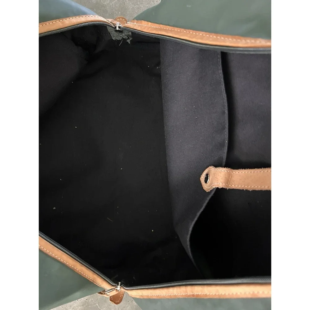 Jon Hart Coachman‎ Duffle Travel Bag Coated Canvas Leather Trim & Koozie Holder